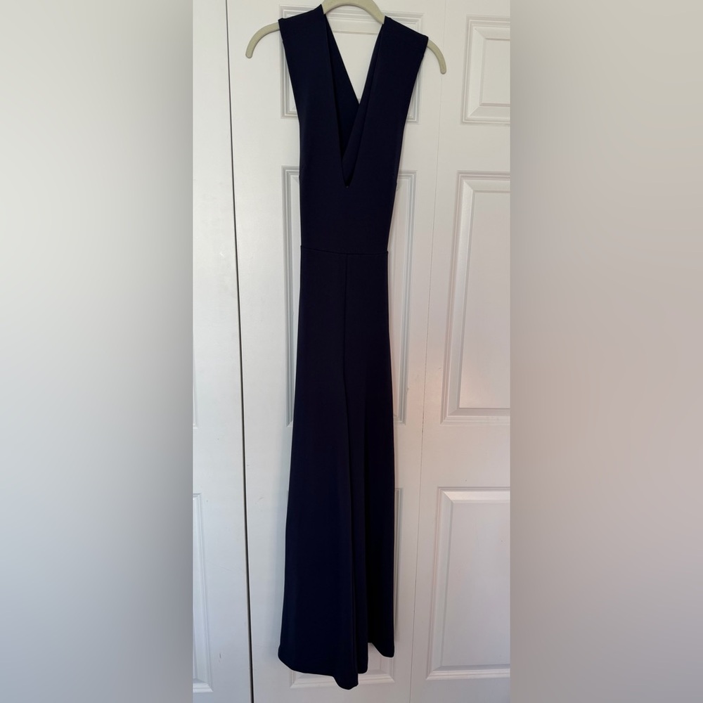 Lulu's Navy Blue Deep-V Jumpsuit